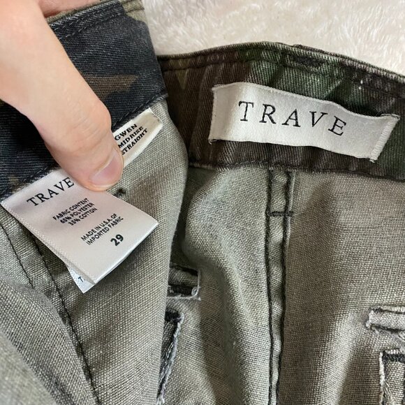 Trave Jeans Womens 29 Green Camo Camouflage Gwen Mid Rise Straight Casual Pants - Picture 5 of 11